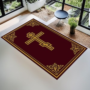 Personalized Christian Prayer Rug: Jesus & Cross Design