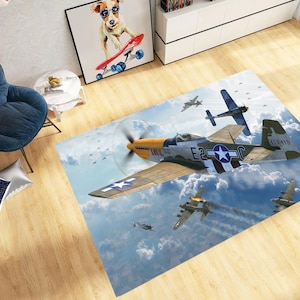 P-51 Mustang Rug: Aviation Decor, Military Aircraft Art