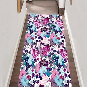 Floral Runner Rug, Colorful Runner Rug, Hallway Rug, Flower Rug, Modern Rug, Aisle Rug, Custom Rug, Corridor Rug, Hall Rug,Area Rug,Non Slip