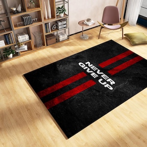 Motivational Rug, Encouragement Rug, Never Give Up Rug, Luck Card Rug, Gym Room Rug, Modern Home Decor, Trendy Rug, Dark Aesthetic Carpet