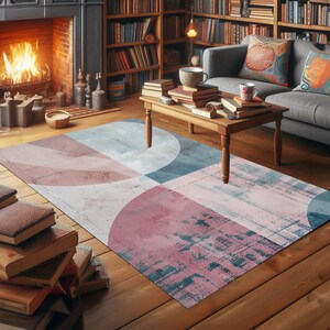 Abstract Colorful Area Rug: Modern Art, Non-Slip, Washable