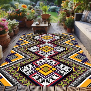 Motif Outdoor Rug: Washable Non-Slip Patio Area Rug