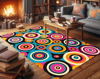 Colorful Circles Abstract Rug: Modern Living Room Carpet, Area Carpet