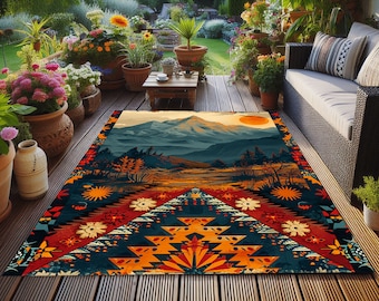 Landscape Outdoor Rug: Washable Non-Slip Patio Carpet