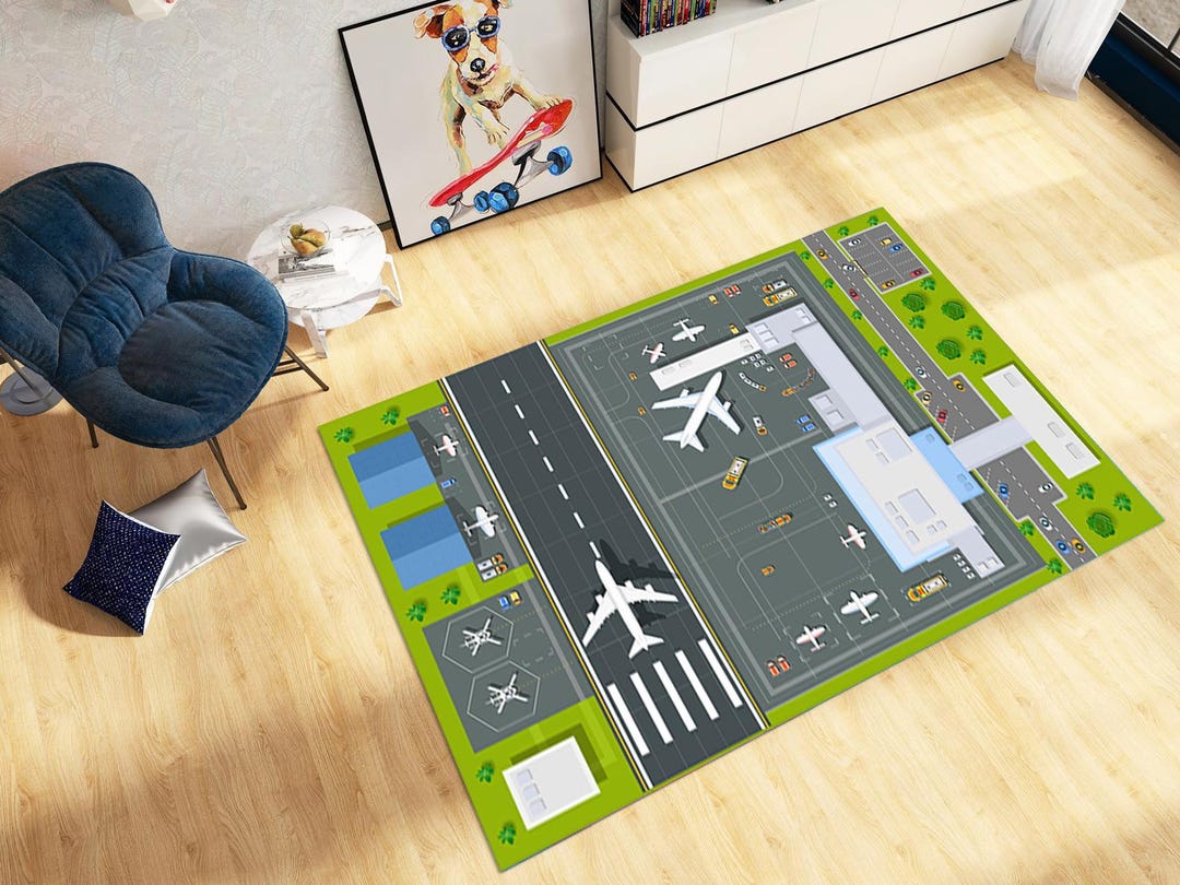 Runway Rug, Airport Decor Rug, Apron Rug, Nursery Rug, Playing Mat ...