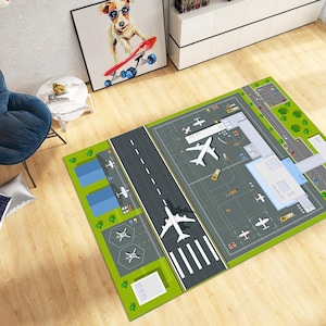Airport Runway Rug: Aviation Nursery Decor, Kids Play Mat