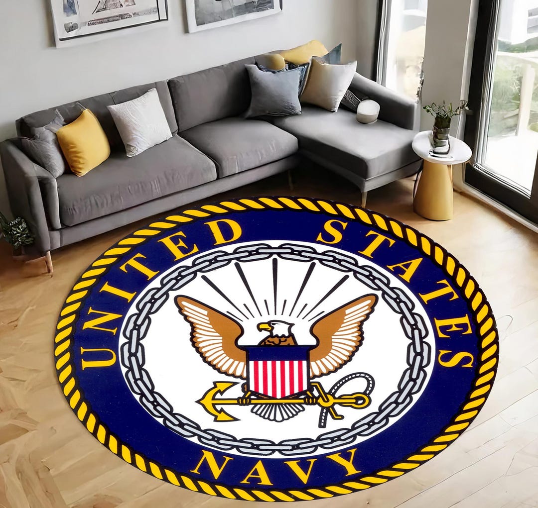 Navy Office Rug USA Navy Rug: Military Eagle Round Carpet - Office Decor - Etsy