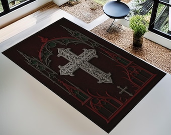 Personalized Christian Prayer Rug - Cross Design - Custom Religious Gift
