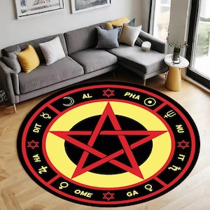 Satanic Pentagram Round Rug: Baphomet, The Love Witch, Occult Decor