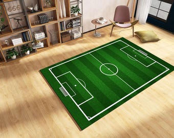 Soccer Field Kids Rug: Green Football Play Mat