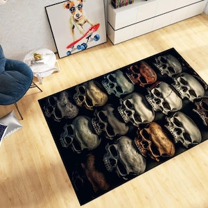 Skull Area Rug: Gothic Horror Decor, Boho Chic Design