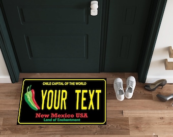 Custom New Mexico Chile License Plate Doormat: Personalized State Plate Mat