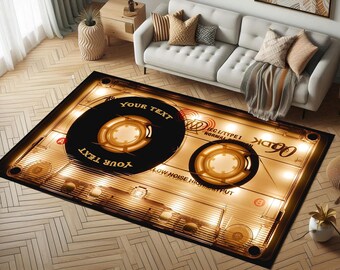 Retro Cassette Tape Rug: Custom 90s Music Lover Gift