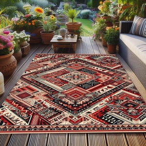 Patterned Outdoor Rug: Washable Non-Slip Area Carpet