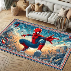 Spiderman Kids Rug: Non-Slip Washable Cartoon Carpet