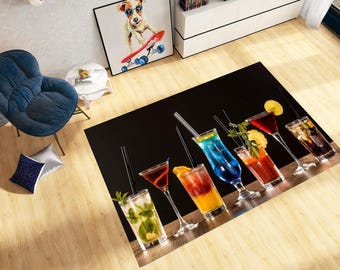 Cocktail Area Rug: Modern 3D Art, Alcohol Beverage Design