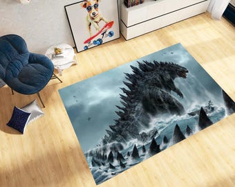 Godzilla Monster Rug: Plush Velvet, Non-Slip Kids Room Decor