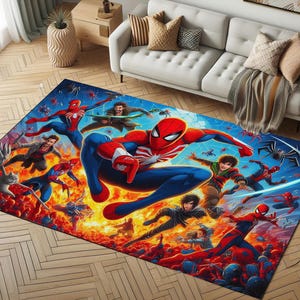 Spiderman Kids Room Rug: Washable, Non-Slip Cartoon Carpet