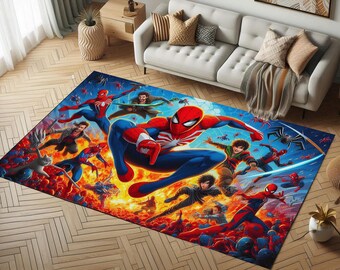 Spiderman Kids Room Rug: Washable, Non-Slip Cartoon Carpet
