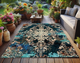 Outdoor Rug,Patio Rug,Motif Rug,Decorative Rug,Area Rug,Living Room Rug,Outdoor Carpet,Gift For Home,Washable Rug,Non-Slip Rug,Outside Rug