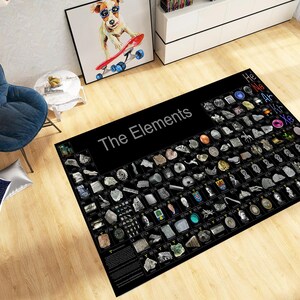 5 Variation Periodic Table Of Elements Rug: Educational Chemistry Decor Gift, Modern Colorful Classroom Science Study Room Carpet ADN504
