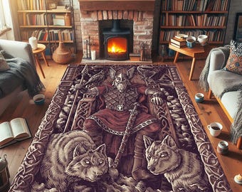 Valknut Viking Decor Rug: Norse Pagan Entryway Rug