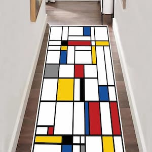 3 Variation, Piet Cornelies Mondrian Rug, Hallway Runner, Corridor Carpet, Abstract Pattern, Aisle Rug, Colorful Runner Rug, Kitchen Runner