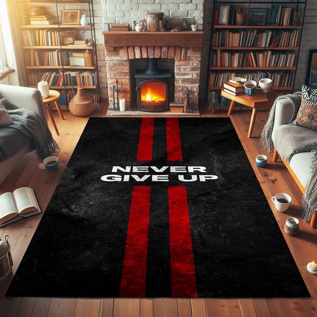 Never Give up Rug,motivational Rug,encouragement Rug,luck Card Rug,gym ...