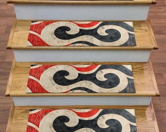 Modern Non-Slip Stair Treads: Abstract Stairway Runner Rug