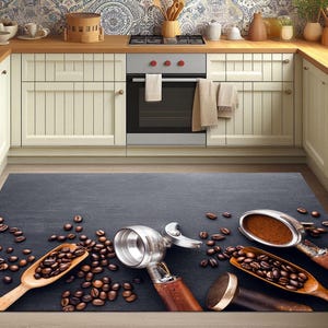 Coffee Patterned Rug, Kitchen Decor, Coffee Rug, Coffee Themed Rug, Coffee Lovers Gift, Coffee Area Rug, Coffee Decor Rug, Coffee Carpet