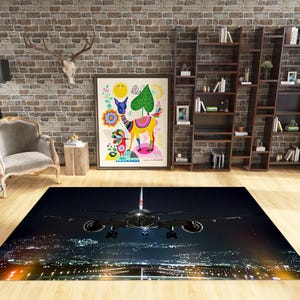 Aviation Rug: Non-Slip Aircraft Runway Design, Boys Room Decor