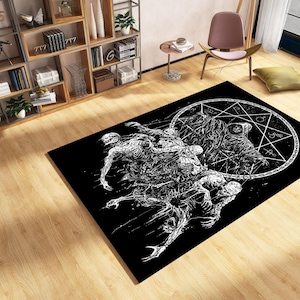 Skull Devil Gothic Rug: Non-Slip Salon Decor