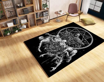Skull Devil Gothic Rug: Non-Slip Salon Decor