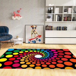 Girls Room Rug,Rainbow Dot Rug,Area Rug,Affordable Rug,Gift For Her,Non Slip Rug,Modern Carpet,Popular Carpet,Colorful Rug,Decor Rug