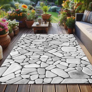Stone Path Rug Stone Patterned Outdoor Rug: Washable Non-slip Patio Carpet - Etsy