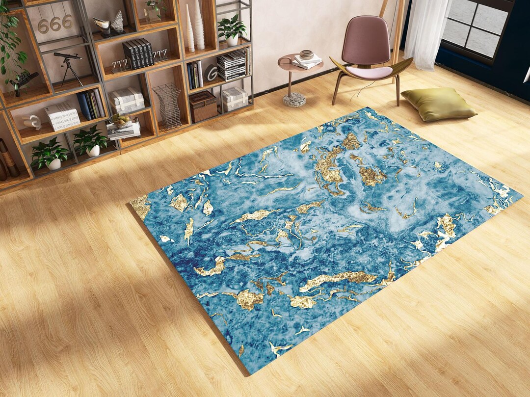 Blue Marble Rug Pattern Marble Patterned Rug,blue Marble Rug,decorative Rug,living Room,unique ...