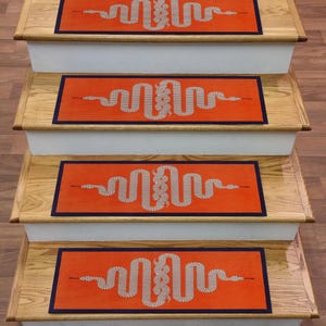 Orange Snake Print Stair Tread: Non-Slip Stair Runner Rug