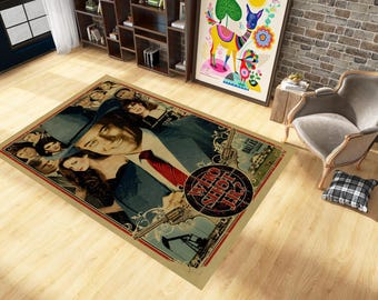 Dallas TV Show Rug, Retro Western Cowboy Art, Who Shot JR?