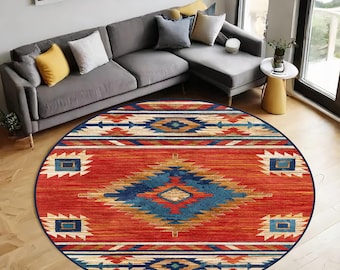 Southwestern Native Decor: Navajo Tribal Style Area Rug, Native American Ethnic Motif, Ruggable Rug, Washable Rug, Décoration d'intérieur