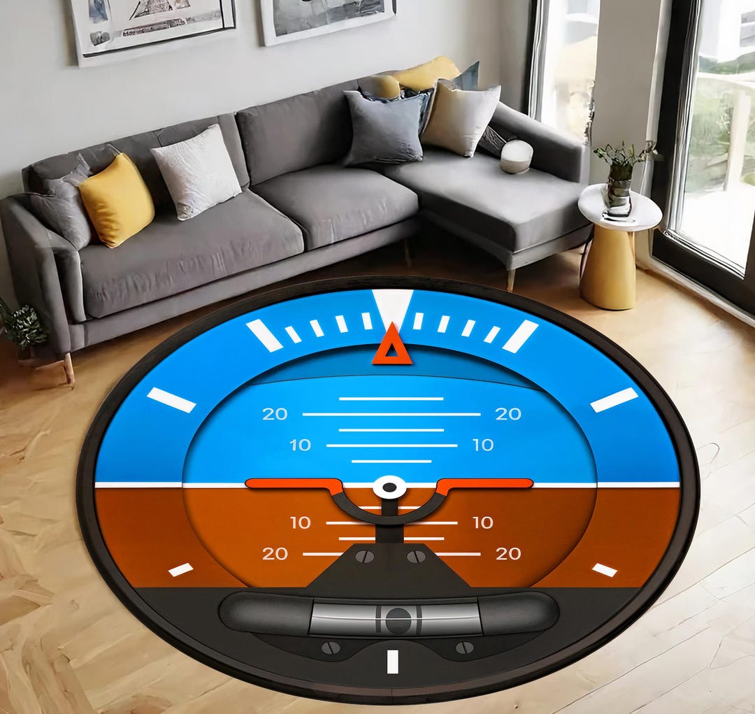 Modern Aviation Decor Attitude Indicator Carpet: Unique Gyroscope Rug ...