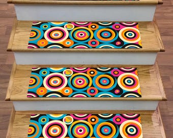 Colorful Stair Tread Rug: Modern Non-Slip Step Carpet