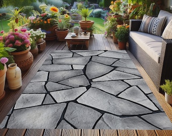 Stone Rug,Outdoor Rug,Patio Rug,Outdoor Carpet,Patterned Rug,Decorative Rug,Area Rug,Living Room Rug,Gift For Home,Washable Rug,Non-Slip Rug