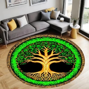 Viking Tree of Life Rug: Norse Pagan Decor, Witchy Art