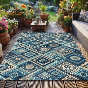 Patterned Outdoor Rug: Washable Non-Slip Area Carpet