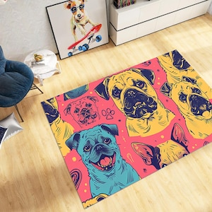 Custom Dog Rug, Cute Dog Rug, Animal Rug, Dog Patterned Rug, Boys Room Rug, Ruggable Rug, Colorful Rug, Area Rug, Trendy Rug, Popular Carpet