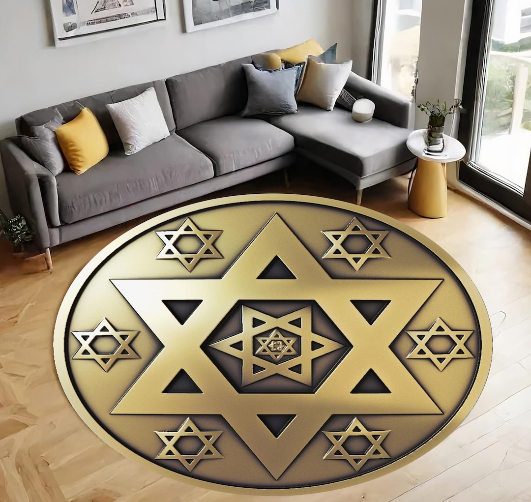 David Rug Maker Star of David Round Rug: Mystic Home Decor, Non-slip Carpet - Etsy