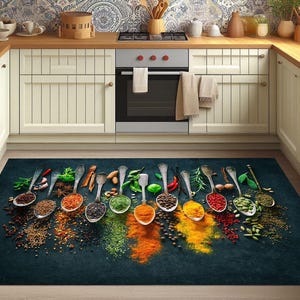 Spices Kitchen Rug: Colorful Non-Slip Modern Area Rug
