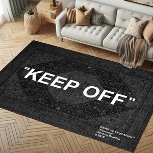 Keep Off Black Rug: Custom Rug, Designer Rug, Cool Rugs, Keep Off, Home Decor Rug, Area Rugs, Fan Carpet, Rugs For Bedroom, Gift For Him image 1