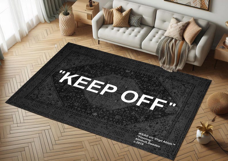 Keep Off Black Rug: Custom Rug, Designer Rug, Cool Rugs, Keep Off, Home Decor Rug, Area Rugs, Fan Carpet, Rugs For Bedroom, Gift For Him image 1