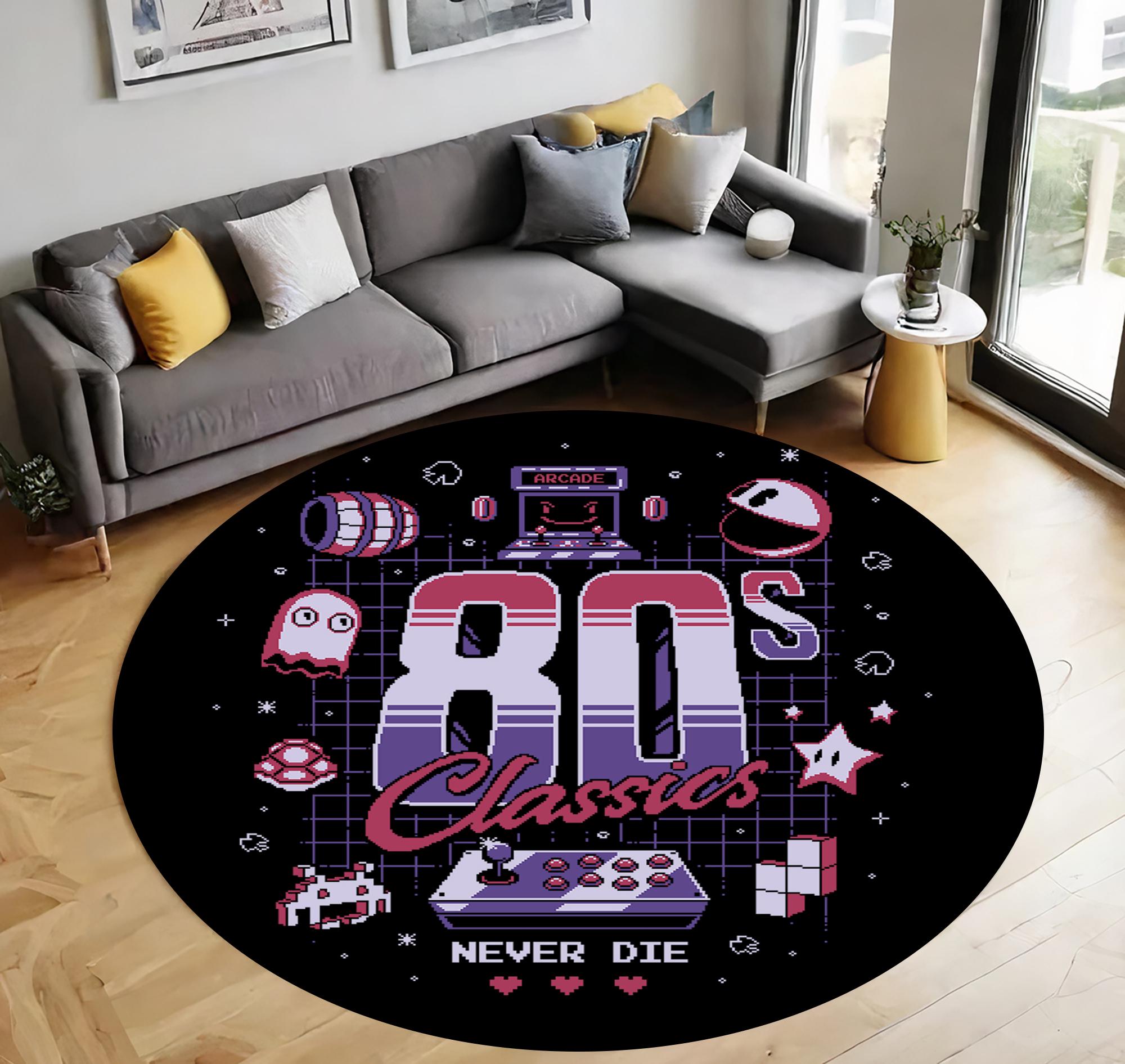 80s Retro Arcade Rug: Colorful Trippy Game Room Floor Mat - Etsy